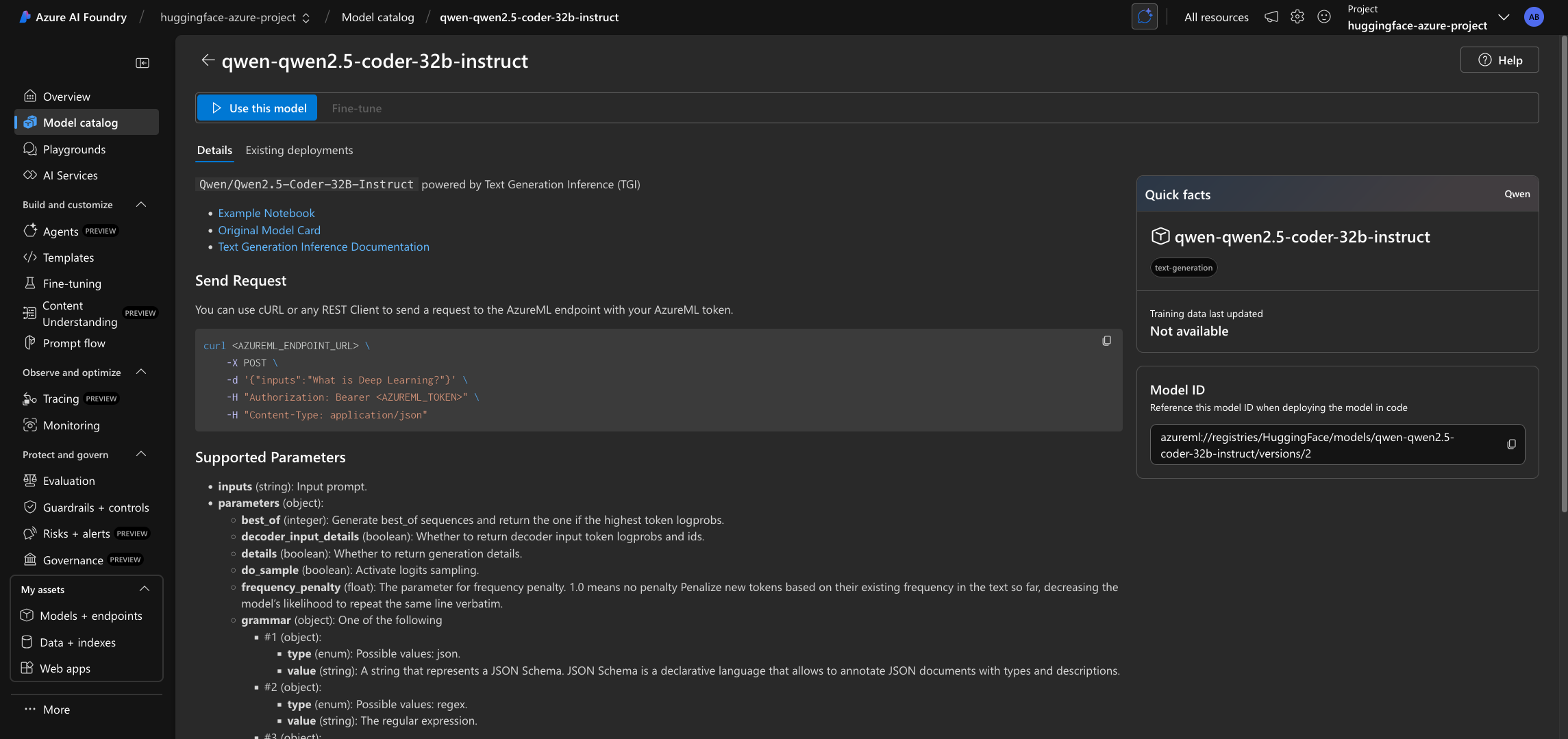 Qwen2.5 Coder 32B Instruct on Azure AI Foundry